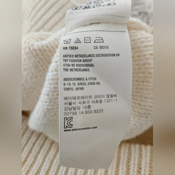 Vintage Abercrombie & Fitch Cable Knit Sweater Womens L Cream Ivory Crew Neck - Picture 11 of 12